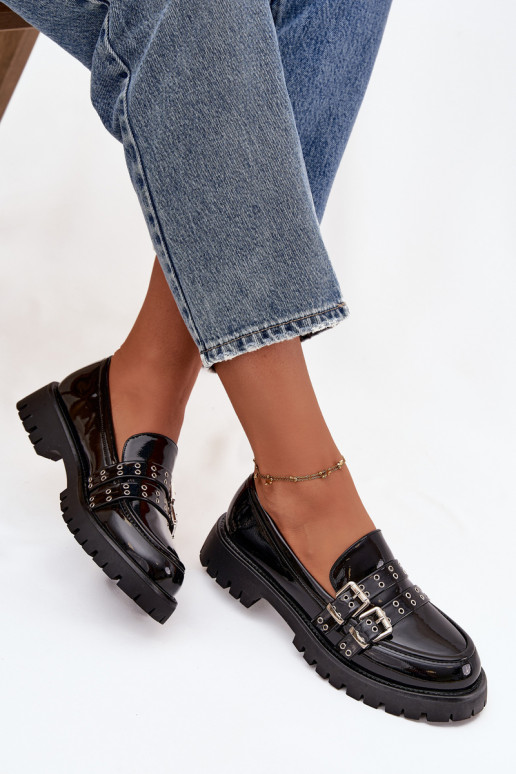 sieviešu mokasīni Laque Ar svītrām I Sudraba krāsasmi ar sprādzēmmi Melns Gabrisse