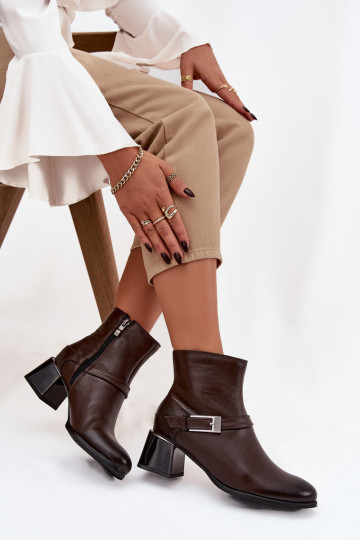 sieviešu zābaki  ar papēdi ar sprādzēm Zazoo 60562 Czekoladowe