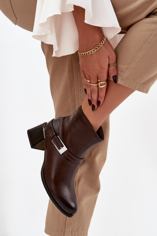 sieviešu zābaki  ar papēdi ar sprādzēm Zazoo 60562 Czekoladowe