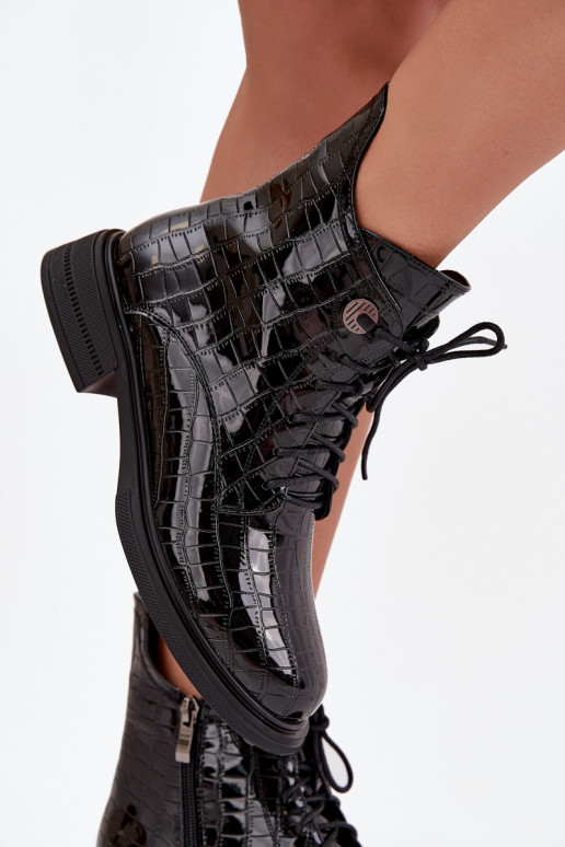   Laque Sieviešu puszābaki Ar reljefu siltināti Melns Juviane