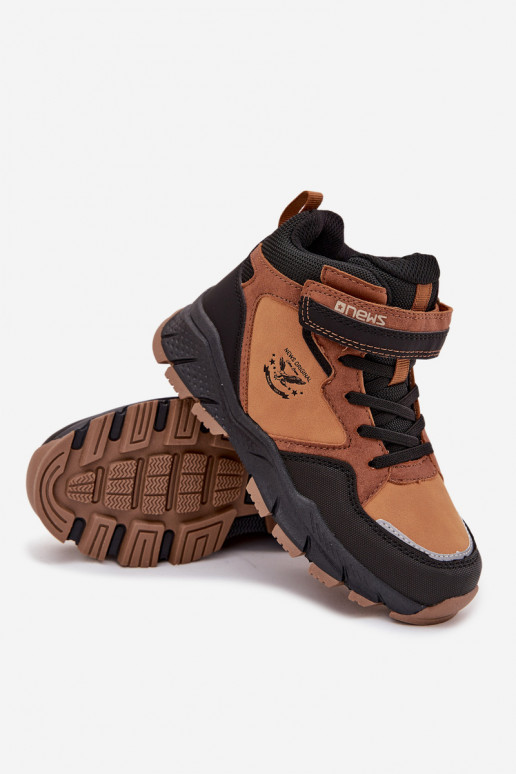 ziemas apavi  Bērnu apavi ar lipīgām aizdarēm siltināti brūnas krāsas Miravie