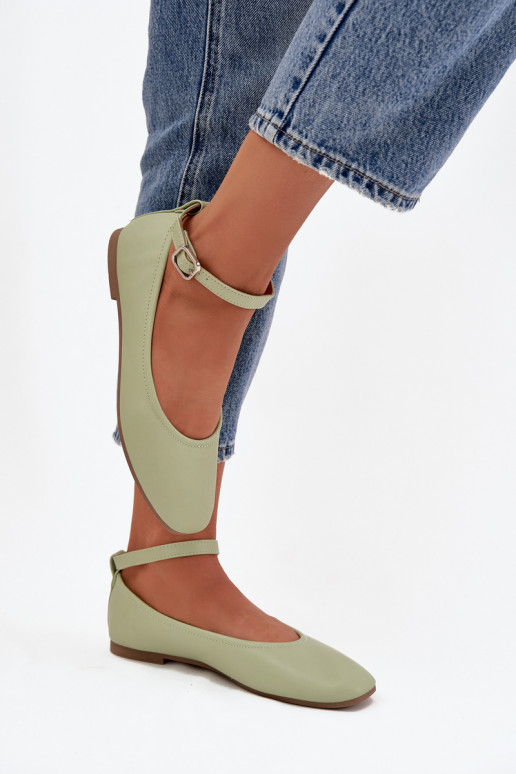 Balerīnas  ar siksniņām I ar sprādzēm Zaļas krāsas Janelor