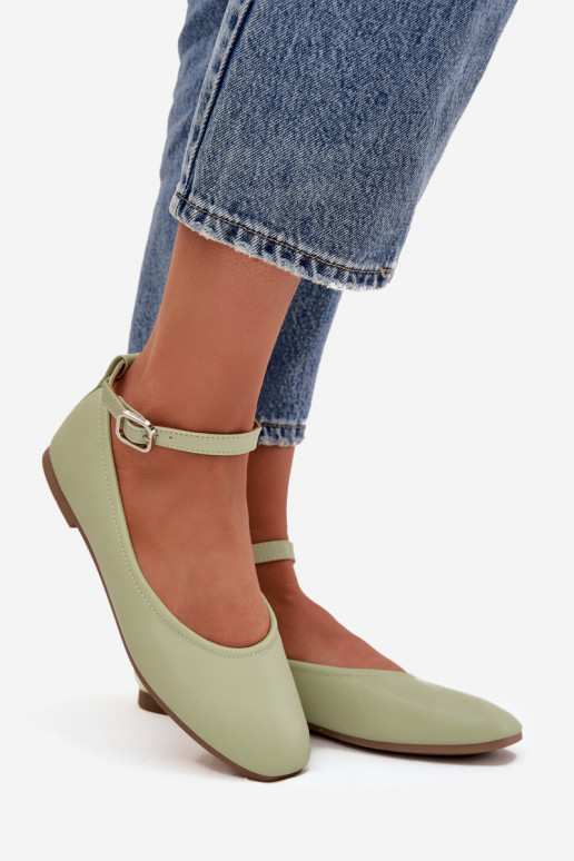 Balerīnas  ar siksniņām I ar sprādzēm Zaļas krāsas Janelor