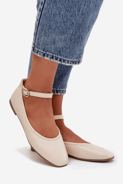 Balerīnas  ar siksniņām I ar sprādzēm smilšu krāsas Janelor