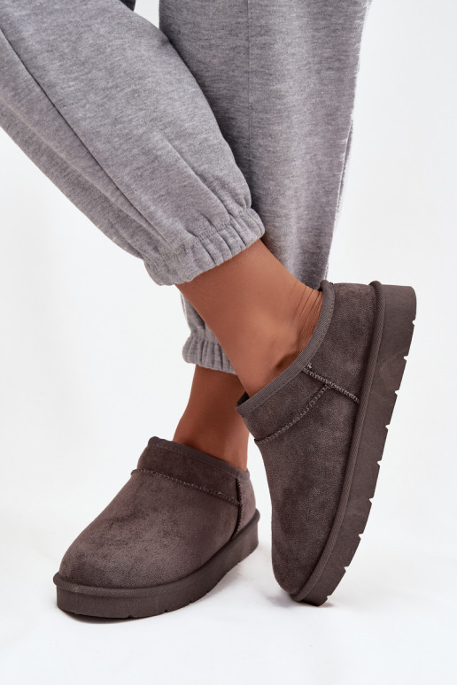 sniega apavi  siltināti ar kažokādu pelēkas krāsas Serenne