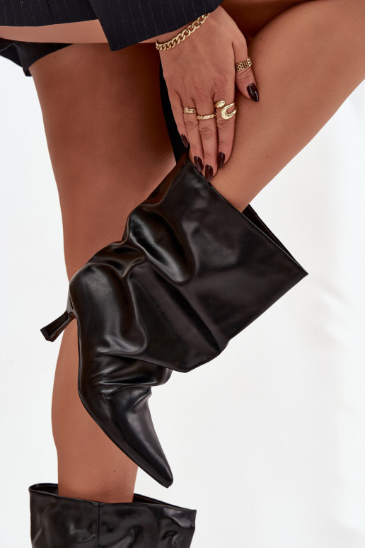  Sieviešu puszābaki ar papēdi ar saburzītu zoli Melns Inarisse