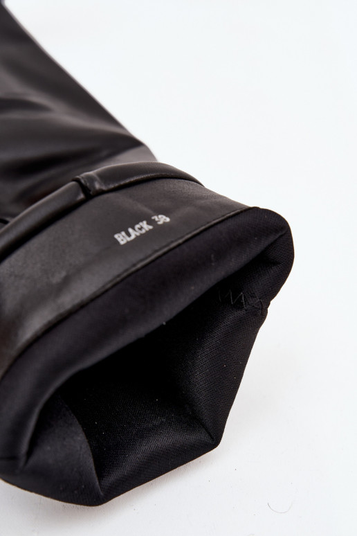 sieviešu garie zābaki ar papēdi Z Wywiniętą Cholewką I ar sprādzēmmi Melns