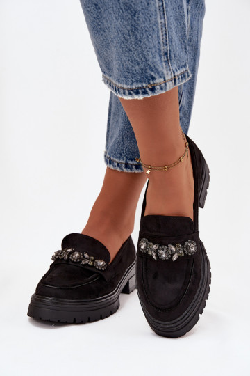 sieviešu mokasīni ar mirdzošiem spīdumiem owe Melns Lavisse 2
