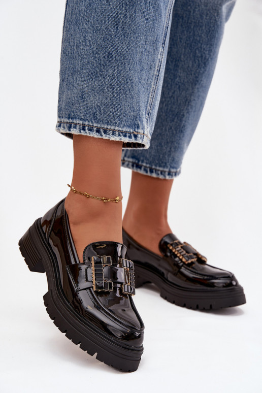 sieviešu mokasīni Laque ar ornamentiem Melns Ysandra