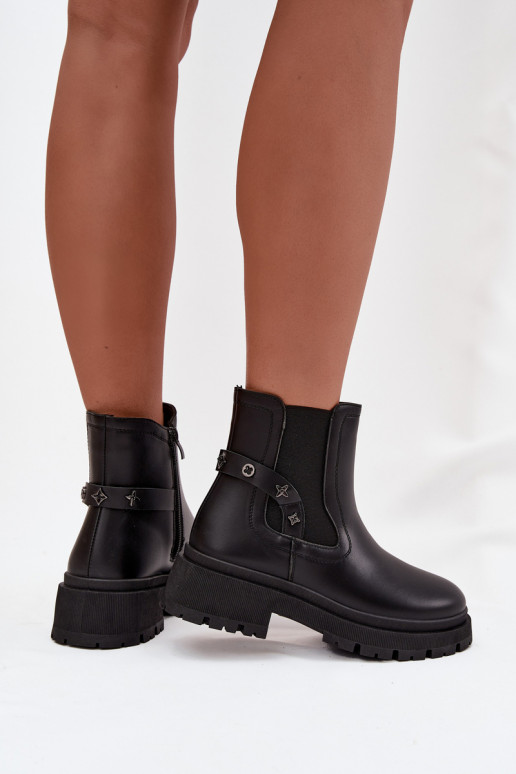 stilīgi puszābaki   Detalami siltināti Melns Verisse