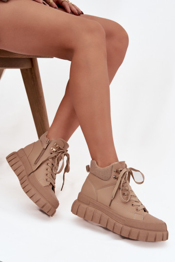  siltināti Sieviešu puszābaki apavi ar platformu brūnas krāsas Carenna