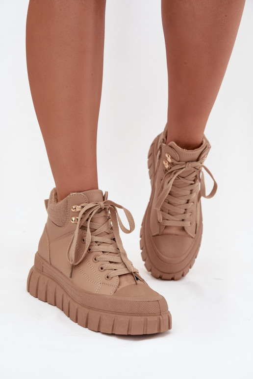  siltināti Sieviešu puszābaki apavi ar platformu brūnas krāsas Carenna