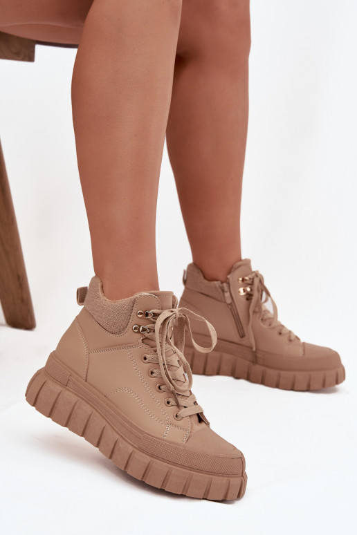  siltināti Sieviešu puszābaki apavi ar platformu brūnas krāsas Carenna