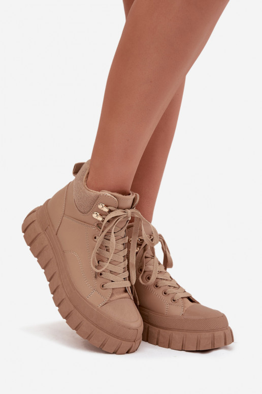  siltināti Sieviešu puszābaki apavi ar platformu brūnas krāsas Carenna