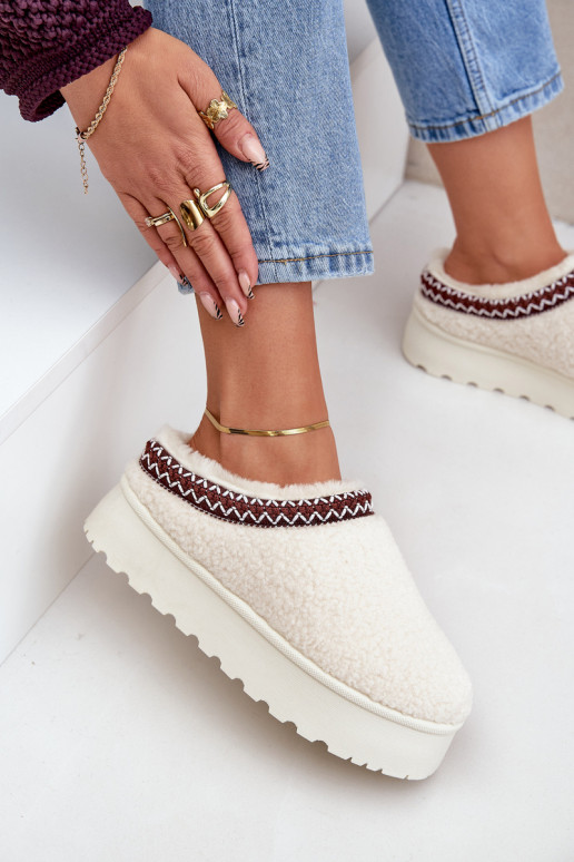 sniega apavi Čības ar platformu ar kažokādu Typu Baranek Ziloņkaula krāsas Ovirissa