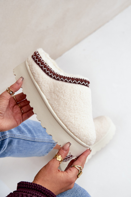 sniega apavi Čības ar platformu ar kažokādu Typu Baranek Ziloņkaula krāsas Ovirissa