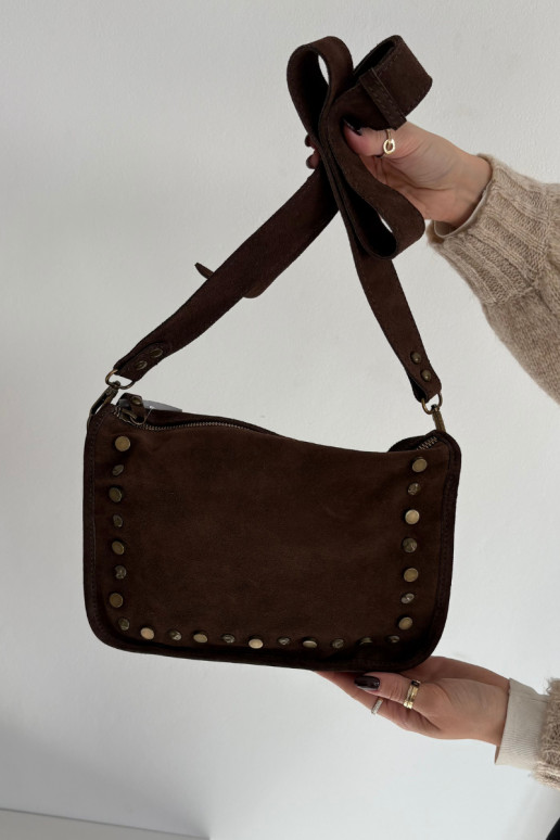 Skórzana Zamszowa Soma Zdobiona  Czekoladowa Savra