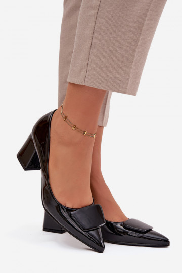 Laque Kurpes ar papēdi ar ornamentiem Melns Isoline 2