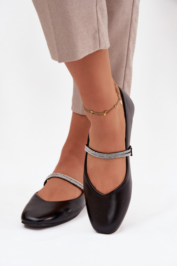 Balerīnas  Z Błyszczącymi Paskami Melns Ilirene 2
