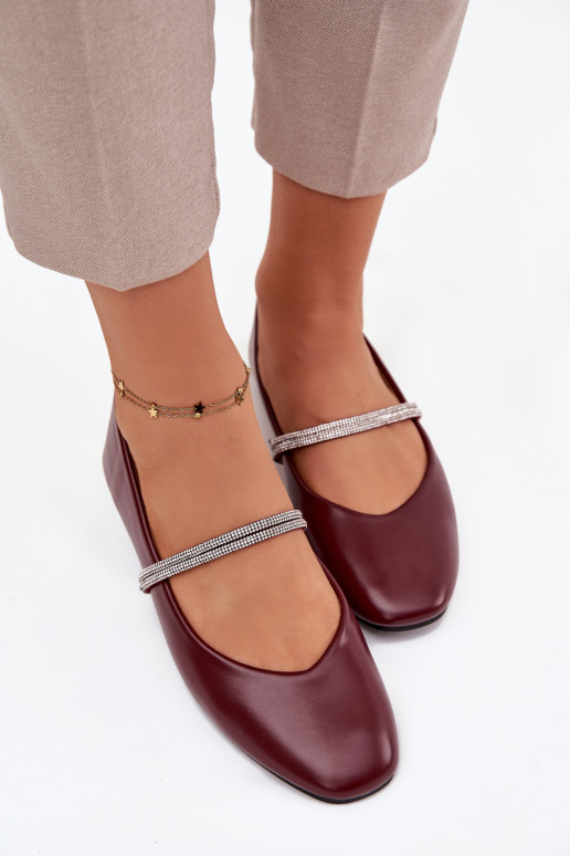 Balerīnas  Z Błyszczącymi Paskami bordo krāsas Ilirene