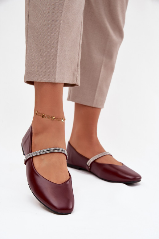 Balerīnas  Z Błyszczącymi Paskami bordo krāsas Ilirene