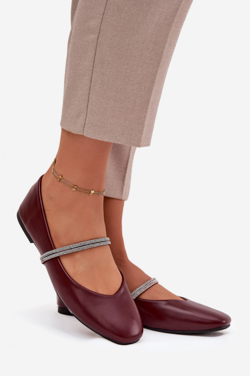 Balerīnas  Z Błyszczącymi Paskami bordo krāsas Ilirene