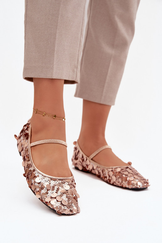 Balerīnas Ozdobione Cekinami Rozā krāsas Szampańskie Terlina