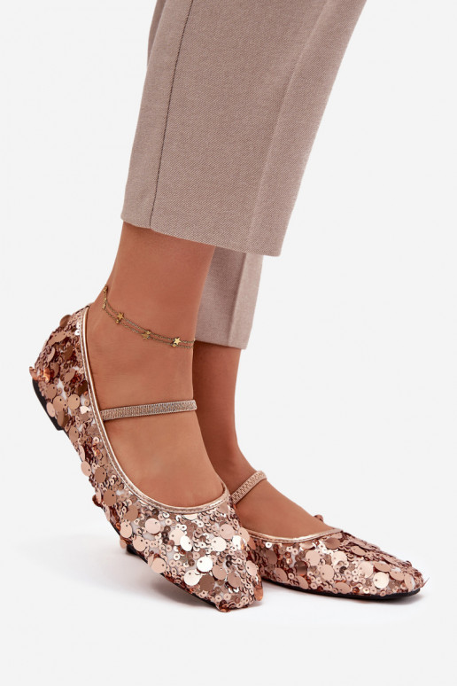 Balerīnas Ozdobione Cekinami Rozā krāsas Szampańskie Terlina