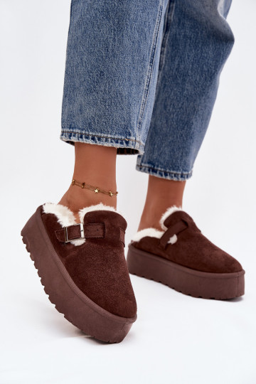 sniega apavi  ar kažokādu I ar sprādzēm ar platformu Czekoladowe Jessina