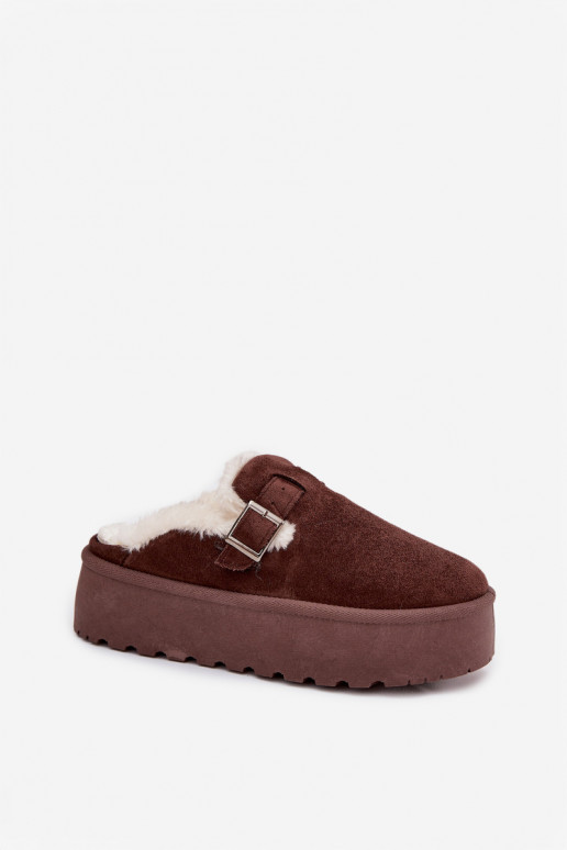 sniega apavi  ar kažokādu I ar sprādzēm ar platformu Czekoladowe Jessina