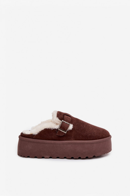 sniega apavi  ar kažokādu I ar sprādzēm ar platformu Czekoladowe Jessina