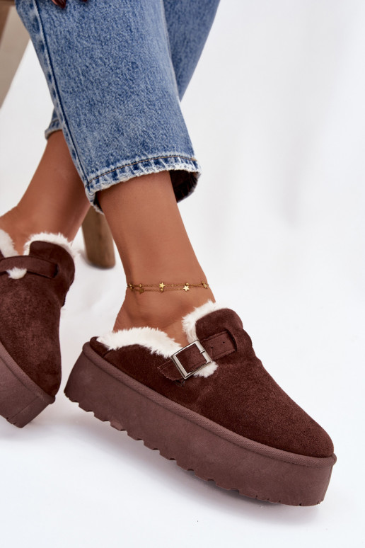 sniega apavi  ar kažokādu I ar sprādzēm ar platformu Czekoladowe Jessina