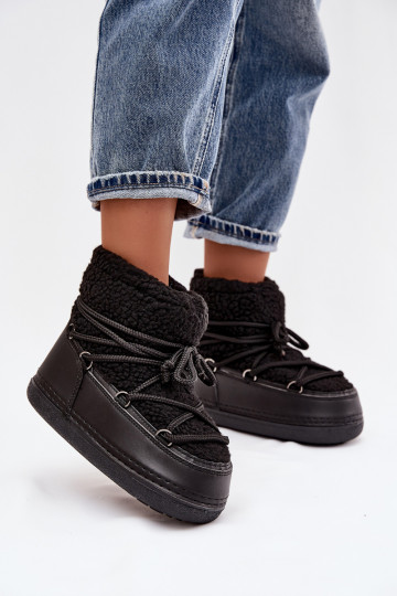 sniega apavi  ar kažokādu Typu Baranek šņorējami Melns Belira 2