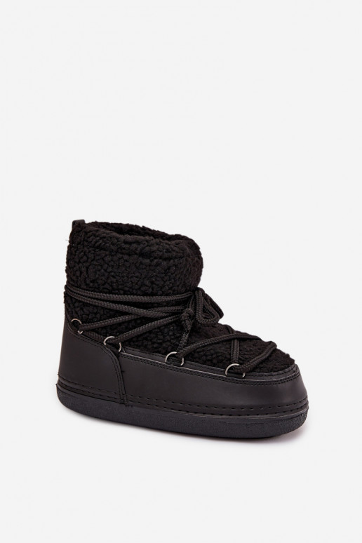 sniega apavi  ar kažokādu Typu Baranek šņorējami Melns Belira