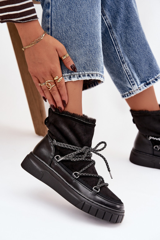 sniega apavi  ar stilīgām detaļām Melns Isalisse