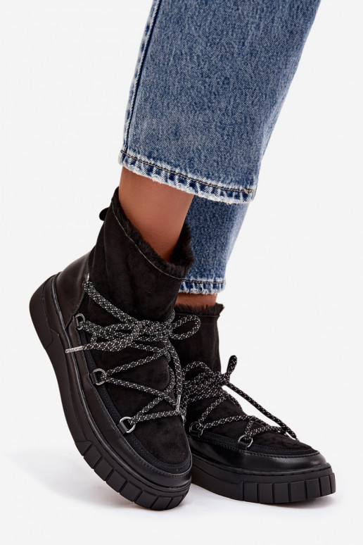 sniega apavi  ar stilīgām detaļām Melns Isalisse