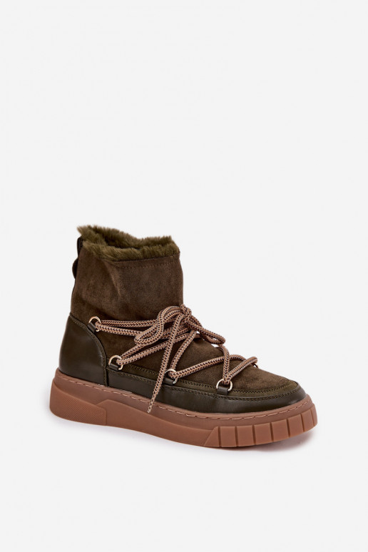 sniega apavi  ar stilīgām detaļām haki krāsas Isalisse