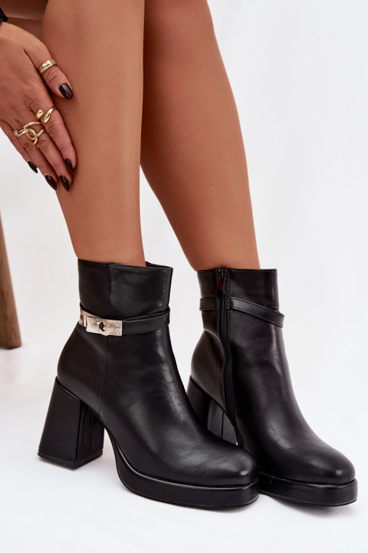 siltināti Sieviešu puszābaki ar dekorētiem papēžiem Melns Giordina