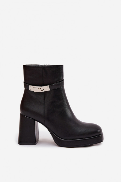 siltināti Sieviešu puszābaki ar dekorētiem papēžiem Melns Giordina