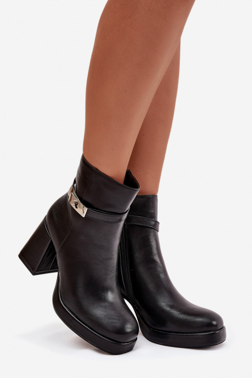 siltināti Sieviešu puszābaki ar dekorētiem papēžiem Melns Giordina