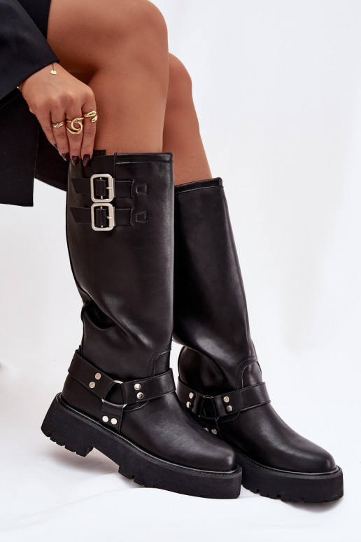   sieviešu garie zābaki ar sprādzēm siltināti Big Star OO274A180 Melns