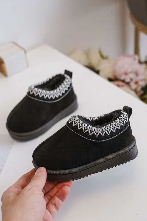 Bērnu sniega zābaki ar platformu, siltināti ar kažokādu iekšpusē, melnā krāsā Vilabria