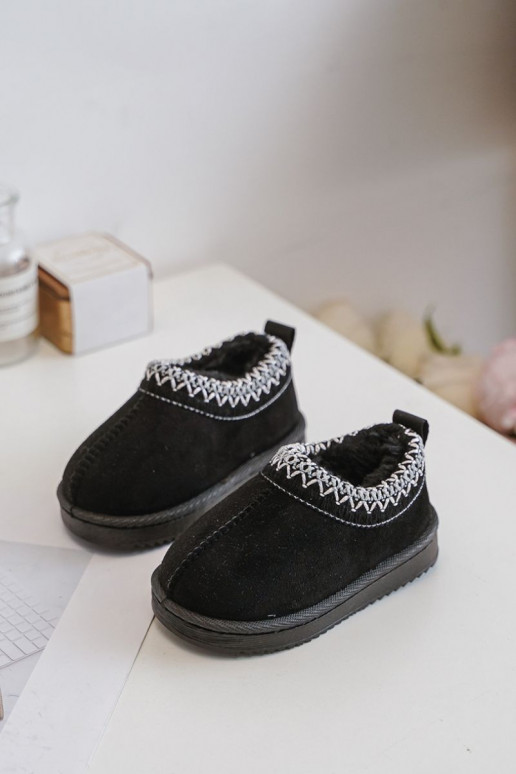 Bērnu sniega zābaki ar platformu, siltināti ar kažokādu iekšpusē, melnā krāsā Vilabria