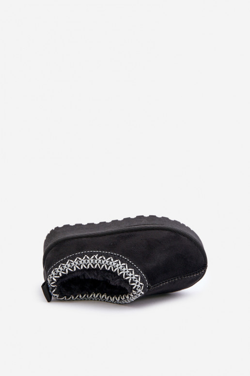 Bērnu sniega zābaki ar platformu, siltināti ar kažokādu iekšpusē, melnā krāsā Vilabria