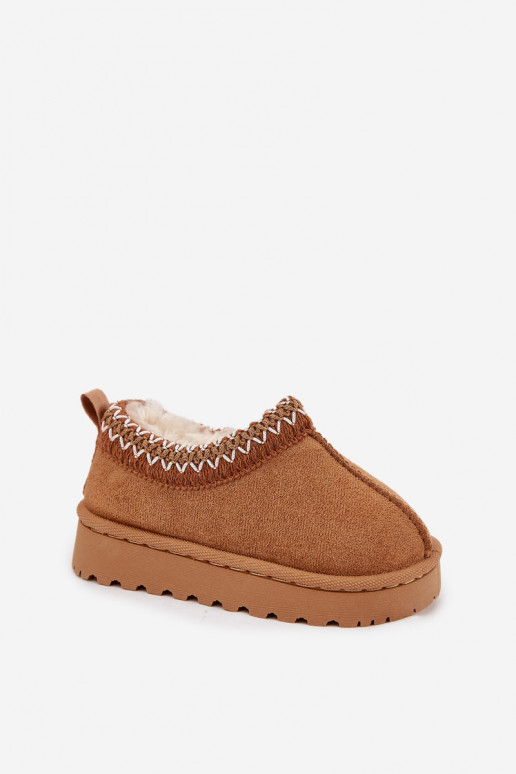 Bērnu sniega zābaki ar izšuvumu Prina, brūnā krāsā