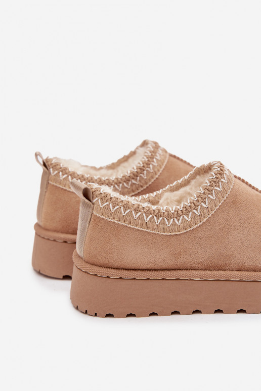 Bērnu sniega zābaki ar izšuvumu Prina, smilšu krāsā