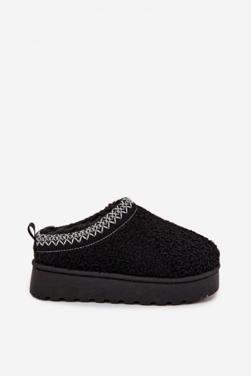 Bērnu sniega zābaki jauniešiem ar kažokādu tipa Baranek melnā krāsā Selathiel 2