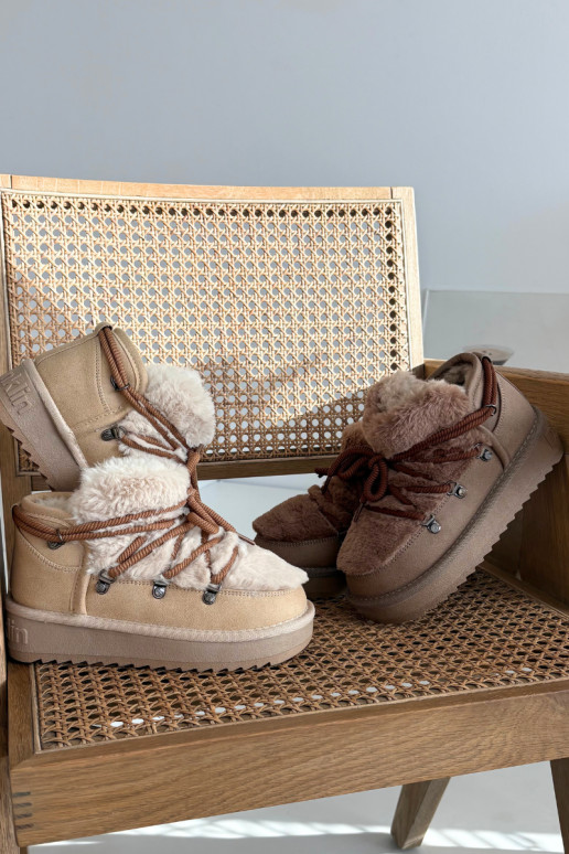 Smilšu krāsas bērnu jauniešu sniega zābaki ar kažokādu D.Franklin DFSH370011