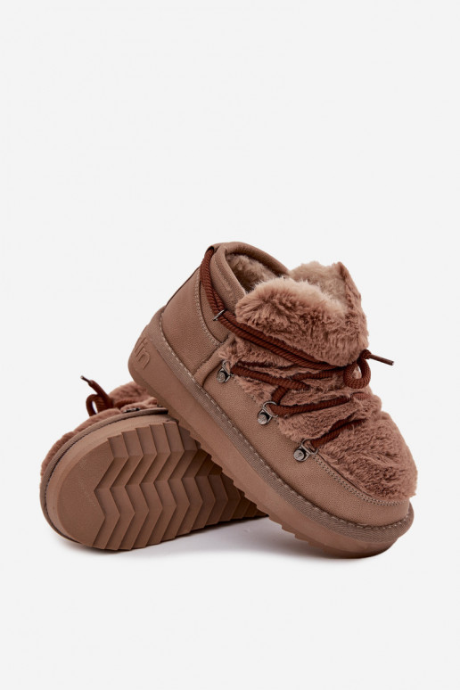 Brūni bērnu jauniešu sniega zābaki ar kažokādu D.Franklin DFSH370011