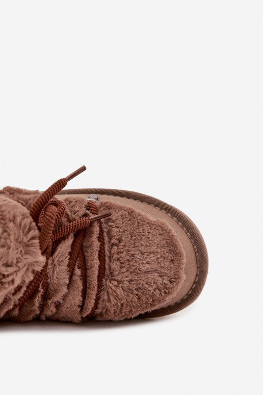 Brūni bērnu jauniešu sniega zābaki ar kažokādu D.Franklin DFSH370011